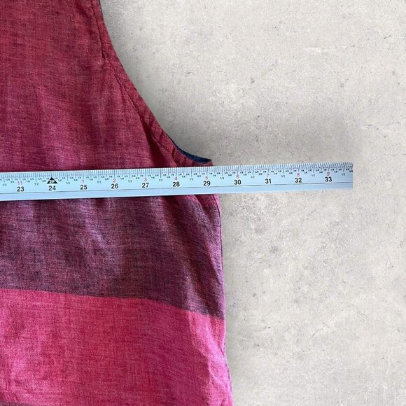 Mara Gibbucci 100% Linen Oversized Tank Size Large Red Striped Pockets Lagenlook - Picture 6 of 11